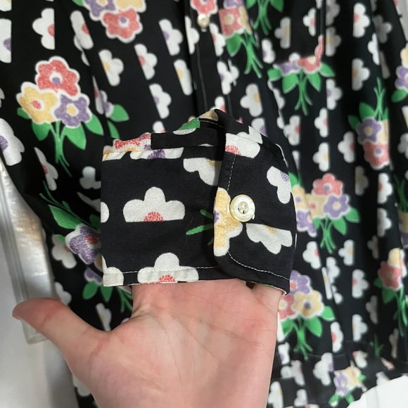 1970s Floral Flower Power Print Groovy Button Down Shirt - Picture 3 of 5